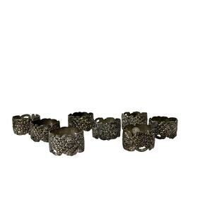 GODINGER Silver Art Raised Grape Napkin Rings Set Of 8 Embossed Vineyard